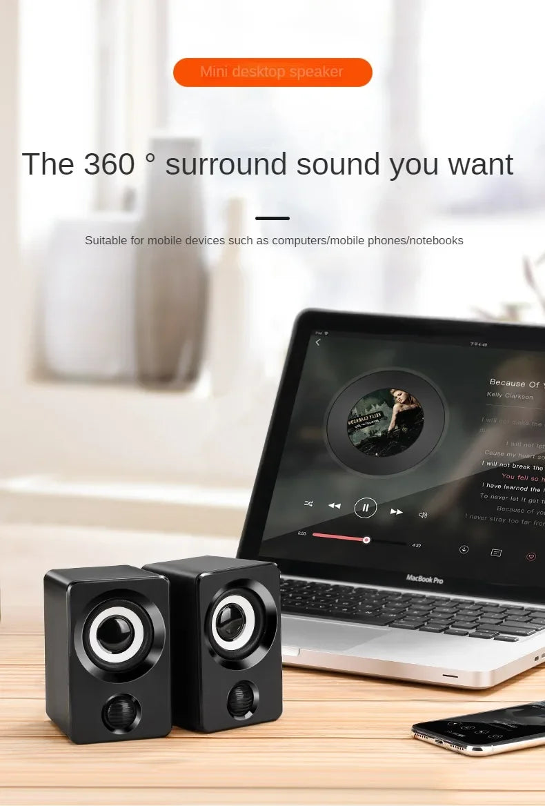 The Compact Stereo Speakers
USB Wired Mini Desktop Speaker Set