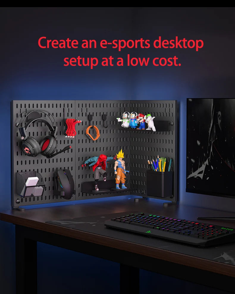 The Modular Desk Pegboard System
Freestanding Desktop Organizer with Adjustable Shelves