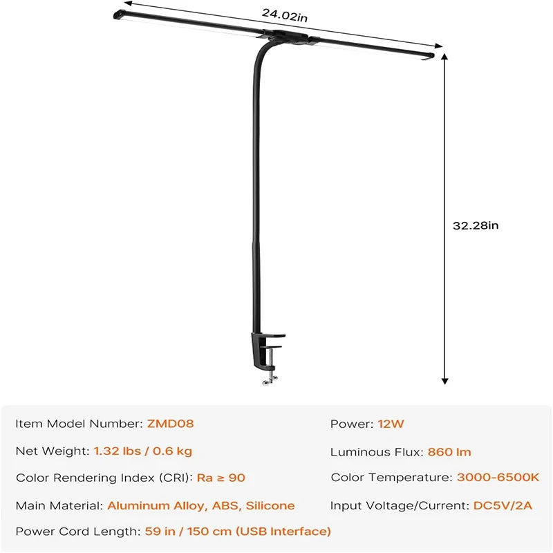 The Dual Head Architect Lamp
LED Clip On Desk Light with Adjustable Colour Temperature