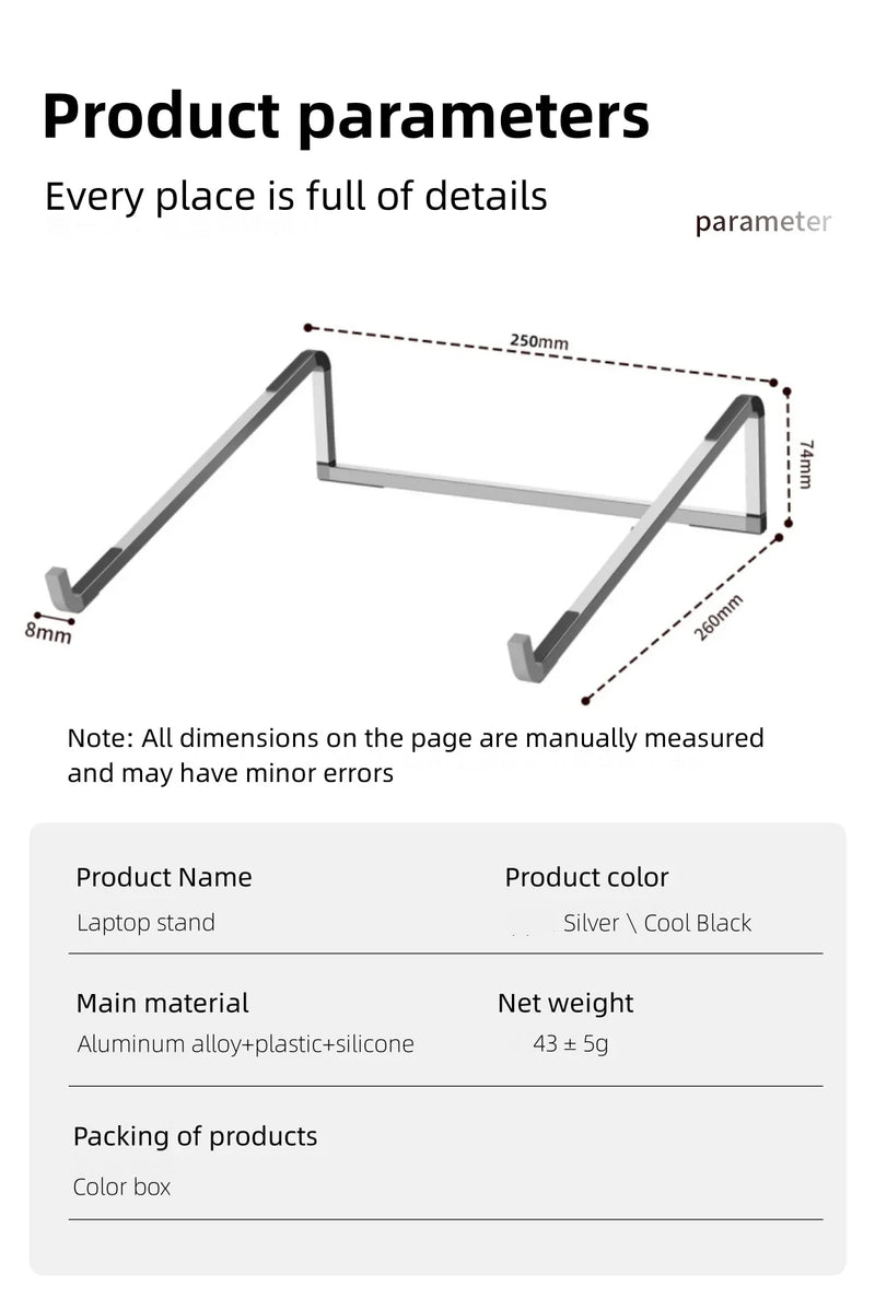 The Essential Aluminum Stand
Adjustable & Foldable Ergonomic Laptop Riser