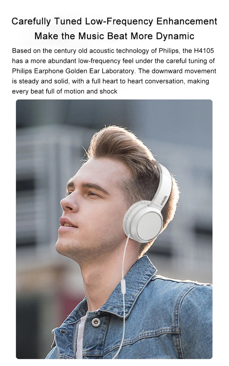 The Philips TAH4105 Wired Headphones
HiFi Stereo Headset with Integrated Microphone