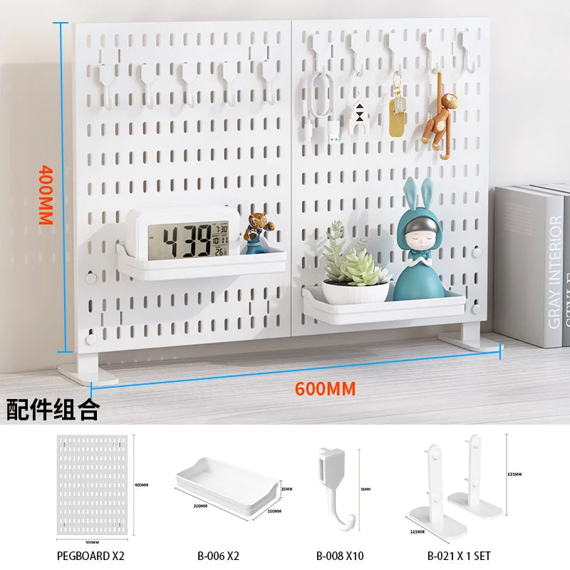 The Modular Desk Pegboard System
Freestanding Desktop Organizer with Adjustable Shelves