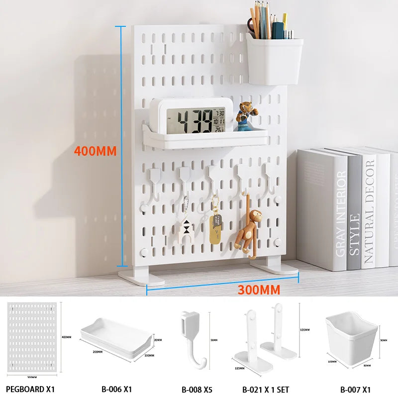 The Modular Desk Pegboard System
Freestanding Desktop Organizer with Adjustable Shelves