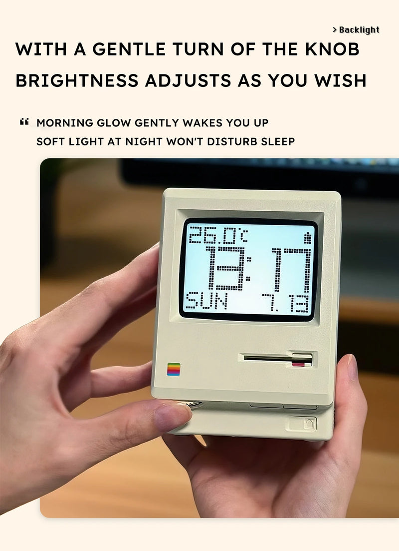 The Mac Retro Digital Clock
60 Hour Standby Alarm Clock with Creative Display
