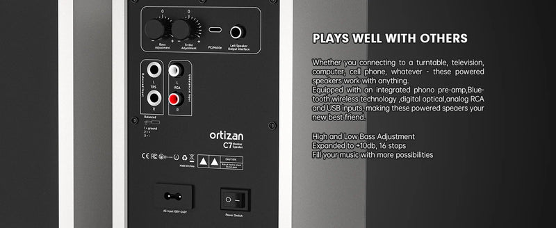 The Ortizan Active Bookshelf Speakers
Bluetooth 5.3 Studio Monitor System with USB DAC