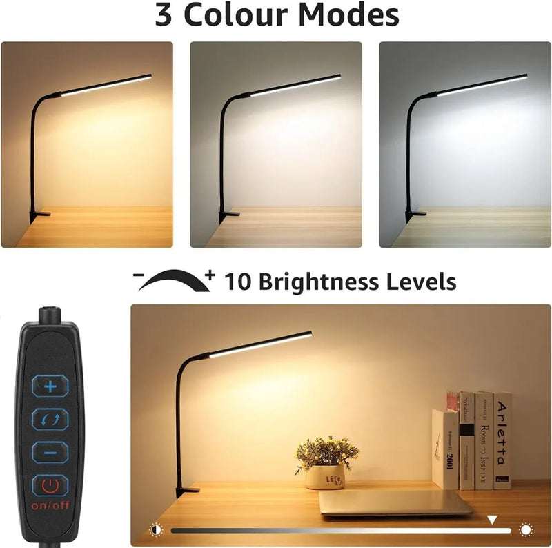 The FlexClamp Pro LED Lamp
Eye Comfort Clip On Desk Light with 3 Modes