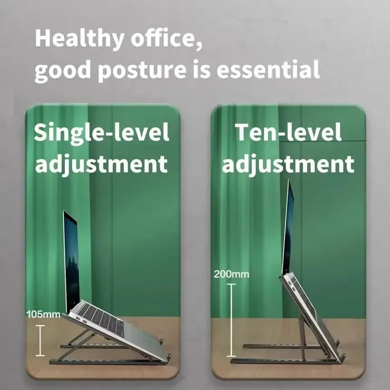 The Precision Aluminum Stand
10-Level Adjustable Foldable Laptop Riser