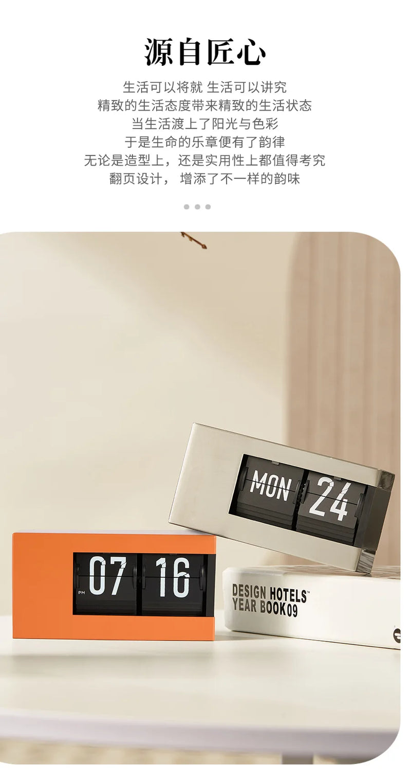 The Perpetual Executive Calendar Clock
Minimalist Flip Timepiece with Integrated Date Display