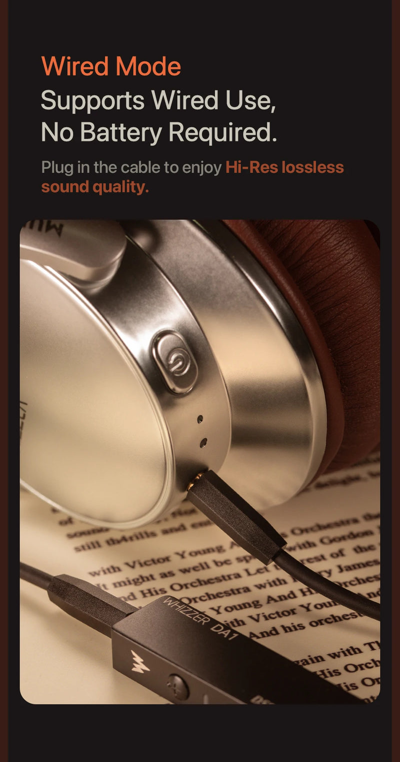 The Whizzer W1S ANC Headphones
Bluetooth 5.3 Hi Res Dual Mode Headset